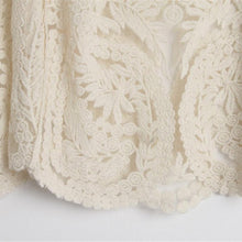 Load image into Gallery viewer, Beige Long Sleeve Hollow Out Crochet Lace Blouse