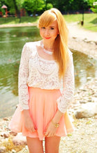 Load image into Gallery viewer, Beige Long Sleeve Hollow Out Crochet Lace Blouse