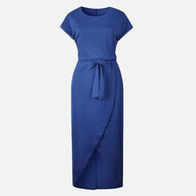 Cargar imagen en el visor de la galería, Short Sleeve Tie waist Asymmetric Hem Dress