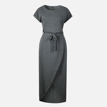 Cargar imagen en el visor de la galería, Short Sleeve Tie waist Asymmetric Hem Dress