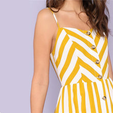 Charger l&#39;image dans la galerie, Striped Spaghetti Strap High Waist Mid-Calf Cami Dress