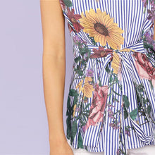 Load image into Gallery viewer, Multicolor Bohemian Floral And Striped Print Top