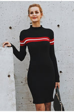 Load image into Gallery viewer, Knitted Stripe Turtleneck  Sweater Dress