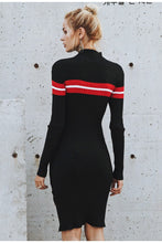 Load image into Gallery viewer, Knitted Stripe Turtleneck  Sweater Dress