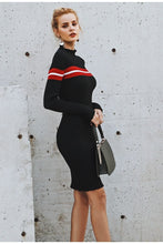 Load image into Gallery viewer, Knitted Stripe Turtleneck  Sweater Dress