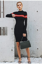 Load image into Gallery viewer, Knitted Stripe Turtleneck  Sweater Dress