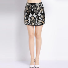 Load image into Gallery viewer, Geometric Color block Beaded Sequin Skirt