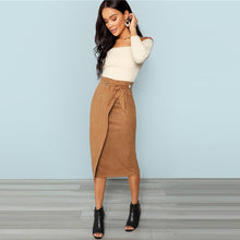 Cargar imagen en el visor de la galería, Wrap Waist Knot Split Back Skirt