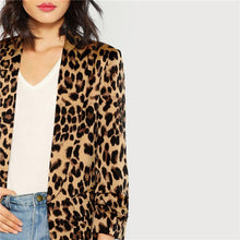 Charger l'image dans la galerie, Shawl Collar Gathered Sleeve Leopard Print Blazer