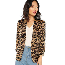 Charger l'image dans la galerie, Shawl Collar Gathered Sleeve Leopard Print Blazer