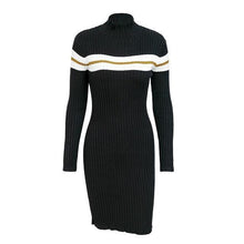 Load image into Gallery viewer, Knitted Stripe Turtleneck  Sweater Dress