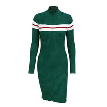 Load image into Gallery viewer, Knitted Stripe Turtleneck  Sweater Dress