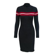 Load image into Gallery viewer, Knitted Stripe Turtleneck  Sweater Dress