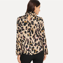 Load image into Gallery viewer, Mock Neck Leopard Print Frill Top