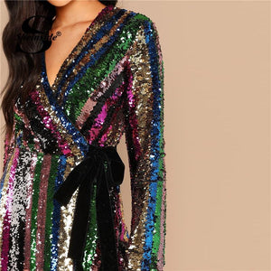 Wrap Sequin Shift Dress