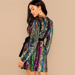 Wrap Sequin Shift Dress