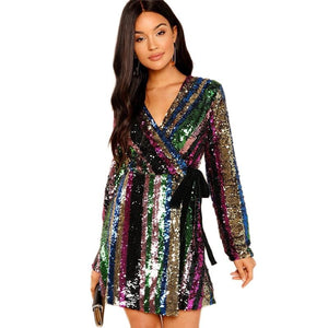 Wrap Sequin Shift Dress