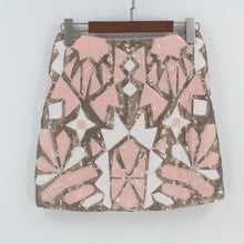 Load image into Gallery viewer, Geometric Color block Beaded Sequin Skirt