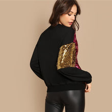 Load image into Gallery viewer, Color Block Sequin Sweat shirt