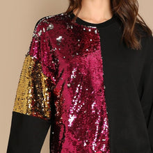 Load image into Gallery viewer, Color Block Sequin Sweat shirt