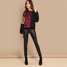 Load image into Gallery viewer, Color Block Sequin Sweat shirt