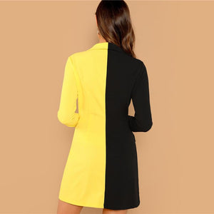 Two Tone Double Breasted Blazer Dress