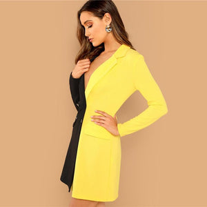 Two Tone Double Breasted Blazer Dress