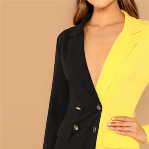 Two Tone Double Breasted Blazer Dress