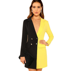 Two Tone Double Breasted Blazer Dress