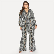 Load image into Gallery viewer, Self Tie Snake Print Casual Jumpsuit