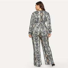 Load image into Gallery viewer, Self Tie Snake Print Casual Jumpsuit