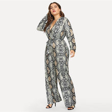 Load image into Gallery viewer, Self Tie Snake Print Casual Jumpsuit