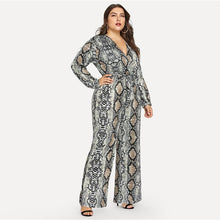 Load image into Gallery viewer, Self Tie Snake Print Casual Jumpsuit