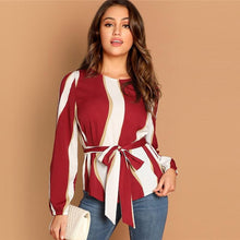 Charger l&#39;image dans la galerie, Burgundy Striped Print Top