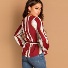Charger l&#39;image dans la galerie, Burgundy Striped Print Top