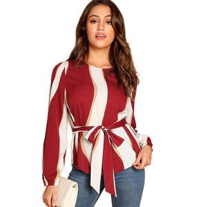 Burgundy Striped Print Top