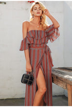 Charger l&#39;image dans la galerie, Off Shoulder Ruffles Split Dress