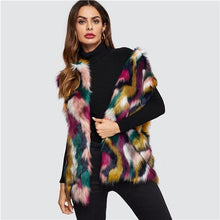 Load image into Gallery viewer, Open Front Colorful Faux Fur Wide Waist Vest