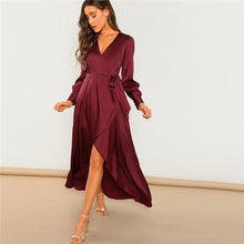 Charger l&#39;image dans la galerie, V-Neck Belted Wrap Asymmetric Party Maxi Dress