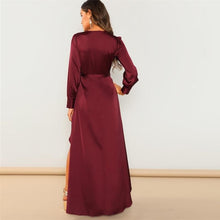 Charger l&#39;image dans la galerie, V-Neck Belted Wrap Asymmetric Party Maxi Dress