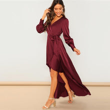 Charger l&#39;image dans la galerie, V-Neck Belted Wrap Asymmetric Party Maxi Dress