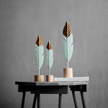 Load image into Gallery viewer, Modern Feather Wooden Miniature Figurines