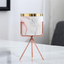 Load image into Gallery viewer, Nordic Marble Pattern Golden Ceramics Iron Art Vase