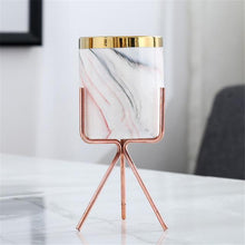 Load image into Gallery viewer, Nordic Marble Pattern Golden Ceramics Iron Art Vase