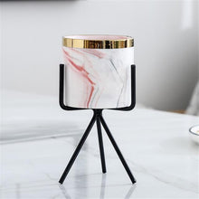Load image into Gallery viewer, Nordic Marble Pattern Golden Ceramics Iron Art Vase
