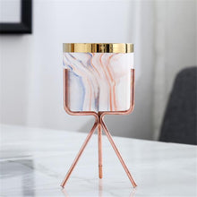 Load image into Gallery viewer, Nordic Marble Pattern Golden Ceramics Iron Art Vase