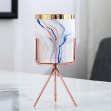 Load image into Gallery viewer, Nordic Marble Pattern Golden Ceramics Iron Art Vase