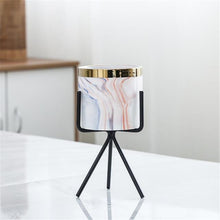 Load image into Gallery viewer, Nordic Marble Pattern Golden Ceramics Iron Art Vase