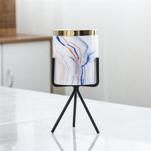 Load image into Gallery viewer, Nordic Marble Pattern Golden Ceramics Iron Art Vase
