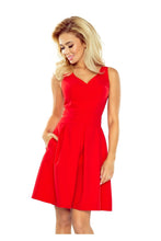 Load image into Gallery viewer, Dress with neckline and pockets - red 160-3